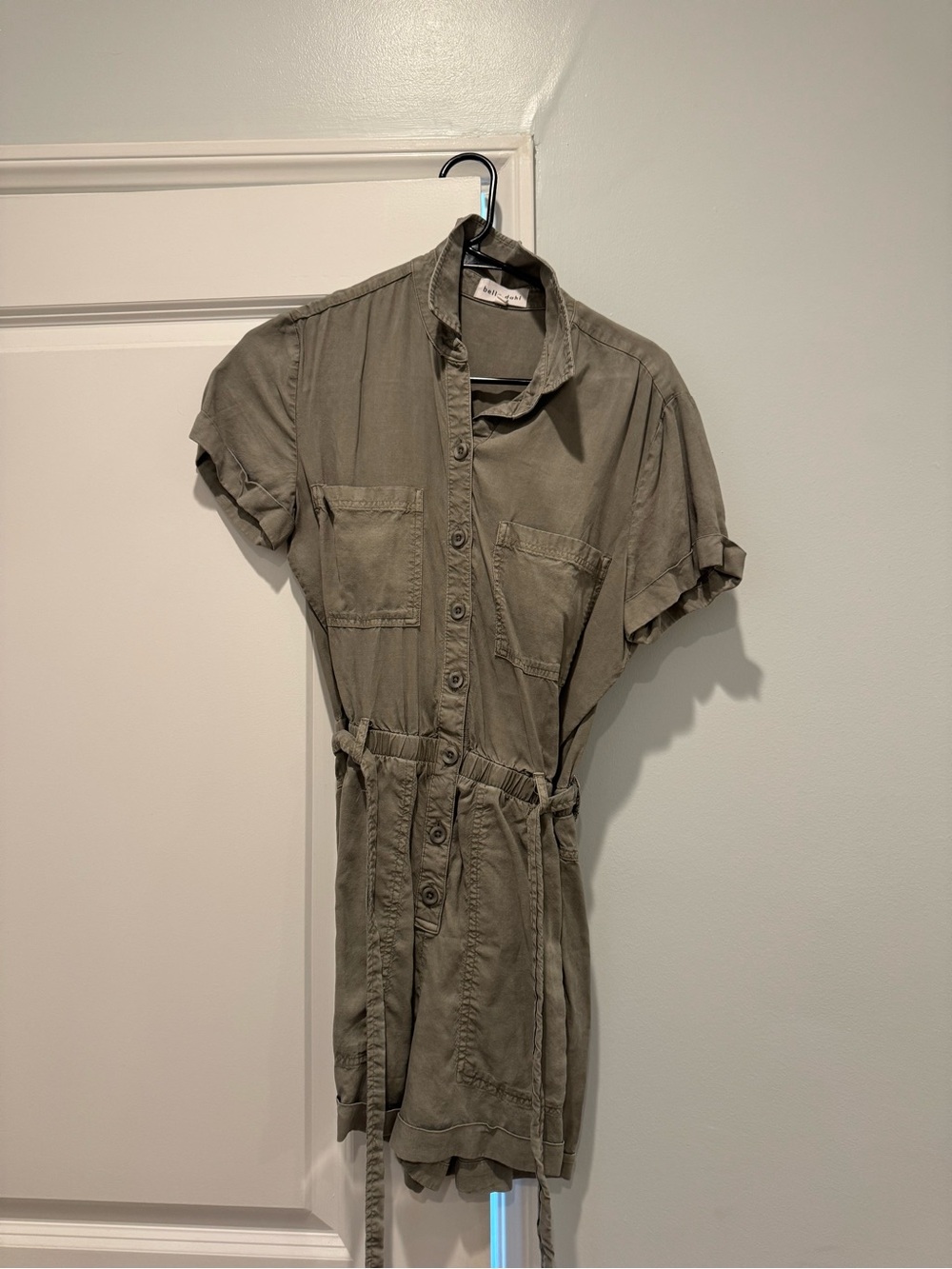 Bella Dahl Olive Button-Front Shirt Mini Dress